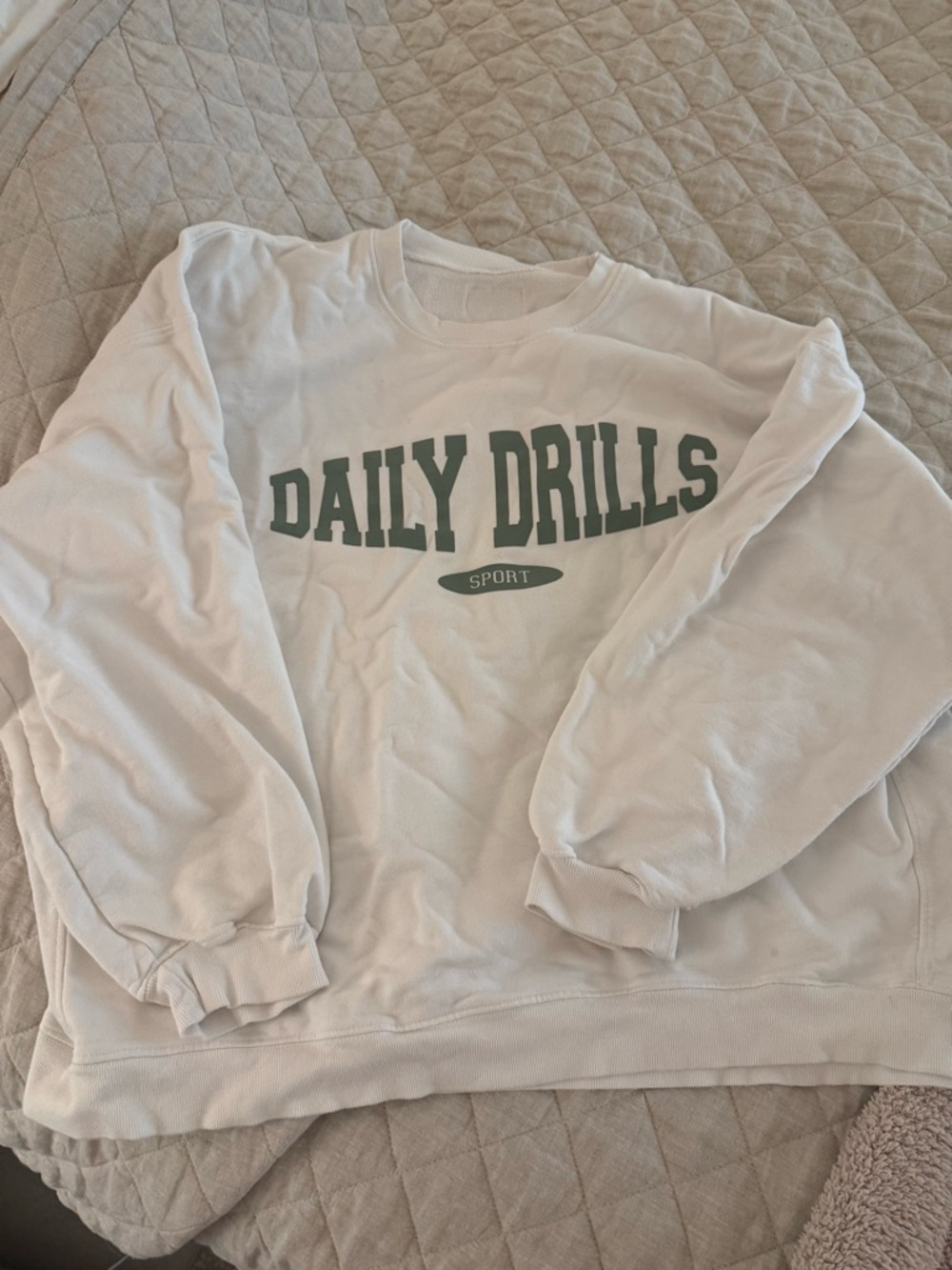 Daily Drills Sport Graphic Sweatshirt - White with Green Print
